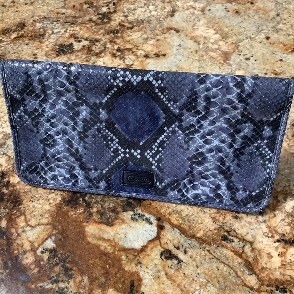COACH Black and Blue Snakeskin Clutch